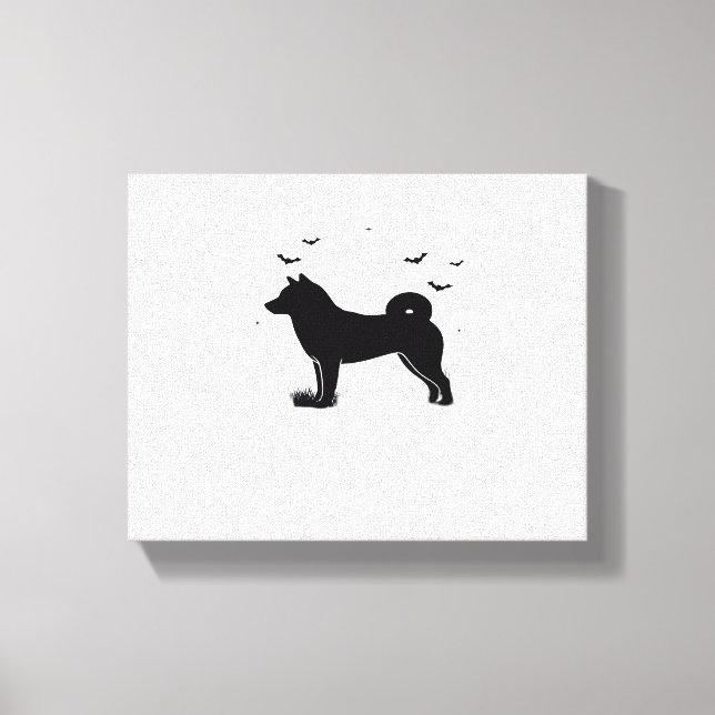 Shiba Inu Hund - Halloween Måne Silhouette Oversiz Canvastryck (Framsida)