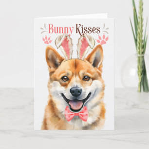 Shiba Inu Hund i Bunny Öron för Påsk Helgkort