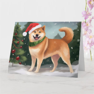 Shiba Inu Hund i Snö Jul Kort