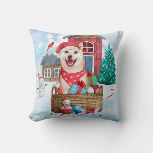 Shiba Inu Hund I snö julhuset Hund House Kudde