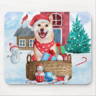 Shiba Inu Hund I snö julhuset Hund House Musmatta