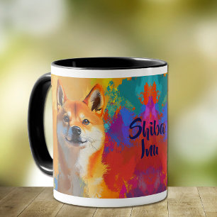 Shiba Inu Hund Impressionistisk färg Mugg