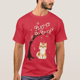 Shiba Inu Hund Japansk Cherry Blommar Sakura Flowe T Shirt