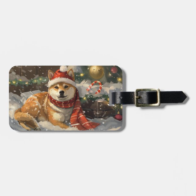 Shiba Inu Hund jul jul Bagagebricka (Horisontell Framsida)