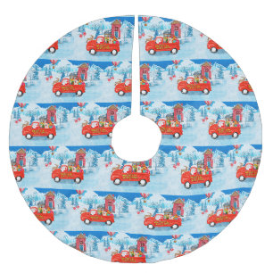 Shiba Inu Hund jul Leverans Lastbil Snö Julgransmatta Borstad Polyester