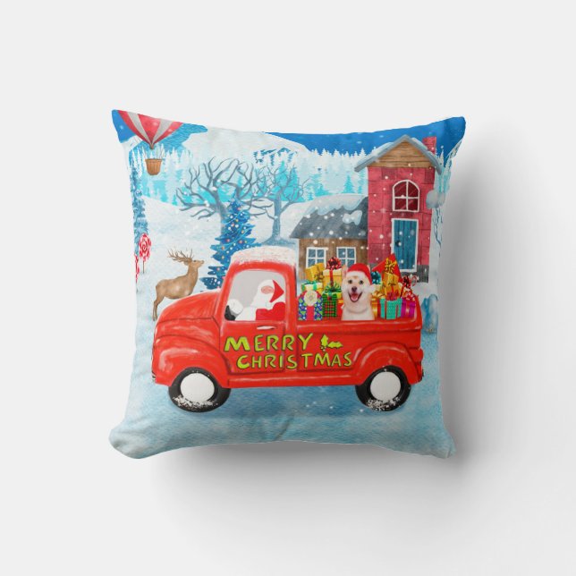 Shiba Inu Hund jul Leverans Lastbil Snö Kudde (Framsida)