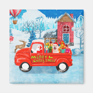 Shiba Inu Hund Jul Leverans Lastbil Snö Magnet