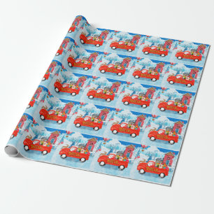 Shiba Inu Hund Jul Leverans Lastbil Snö  Presentpapper