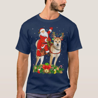 Shiba Inu Hund Julafton Funny Santa Riding Shiba I T Shirt