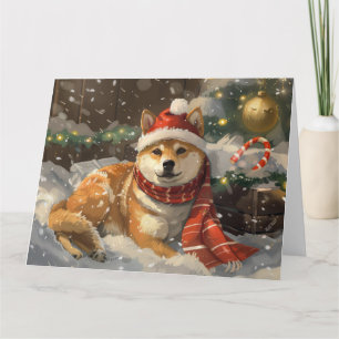 Shiba Inu Hund Julfirande Kort