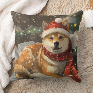 Shiba Inu Hund Julfirande Kudde