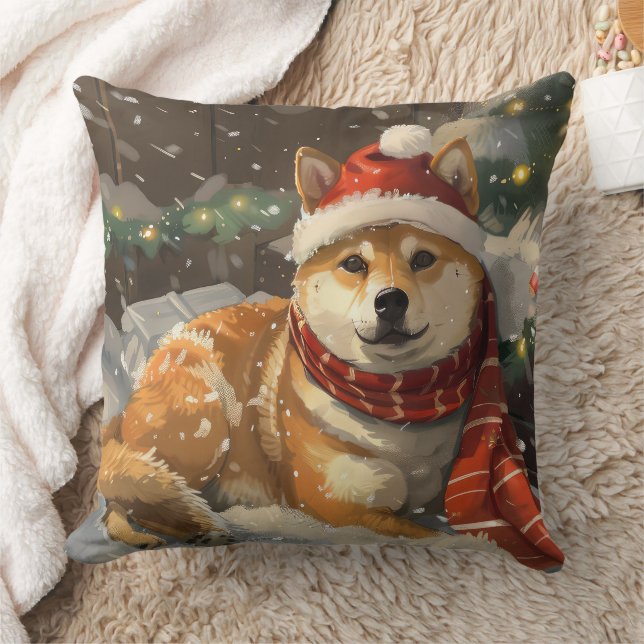 Shiba Inu Hund Julfirande Kudde (Filt)