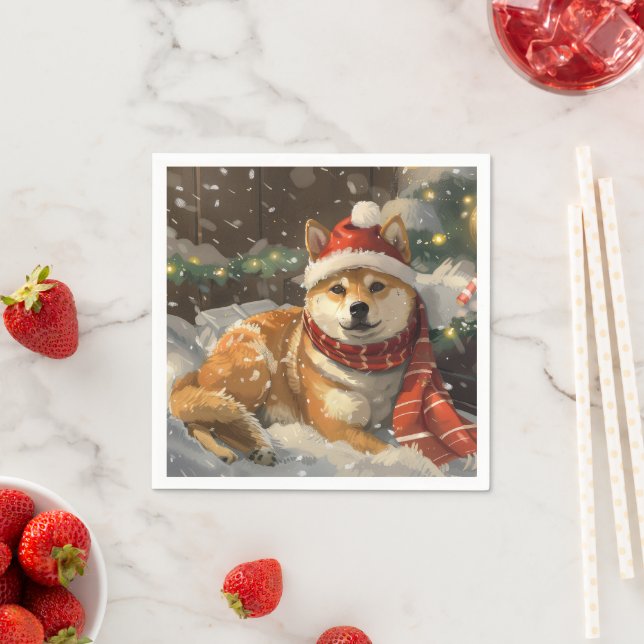 Shiba Inu Hund Julfirande Pappersservett (Insitu)