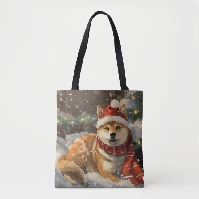 Shiba Inu Hund Julfirande Tygkasse (Framsida)