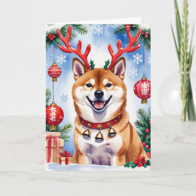 Shiba Inu Hund julhälsningskort Kort (Framsida)