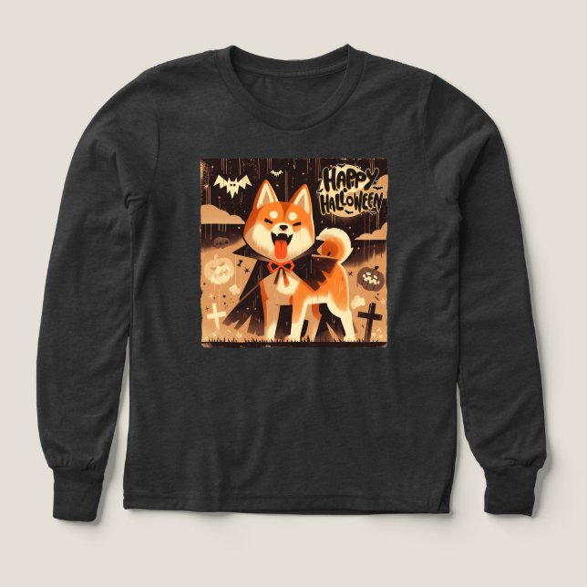 Shiba Inu hund klädd som Vampire T Shirt (Design framsida)