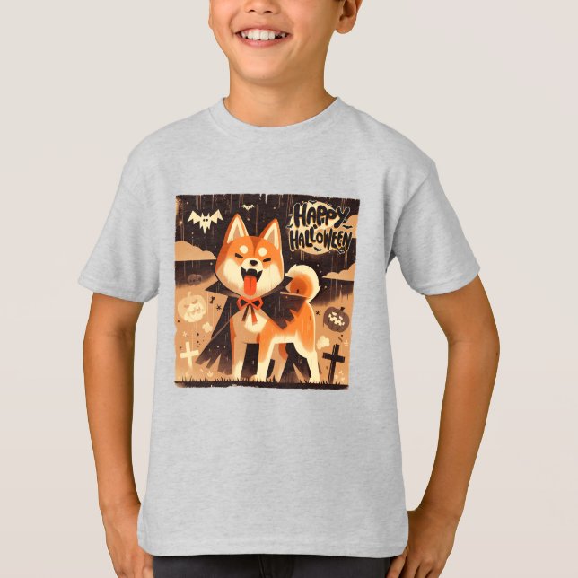 Shiba Inu hund klädd som Vampire T-Shirt (Framsida)