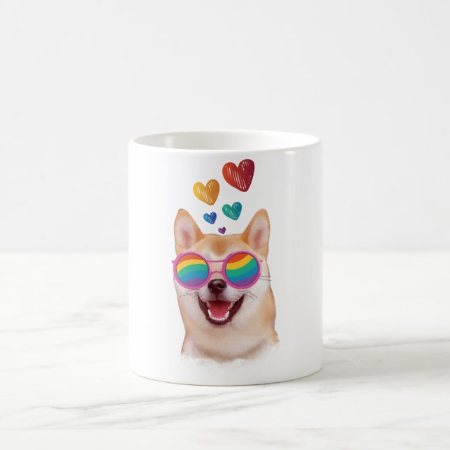 Shiba Inu Hund med Hearts Valentine Day Kaffemugg (Center)