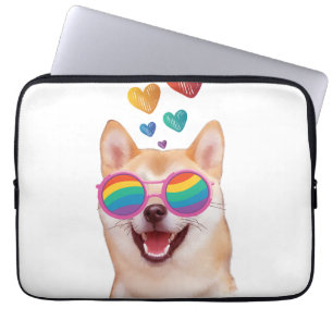 Shiba Inu Hund med Hearts Valentine Day Laptop Fodral