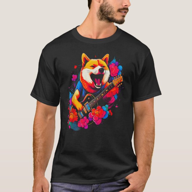 Shiba Inu Hund Music 1 T Shirt (Framsida)