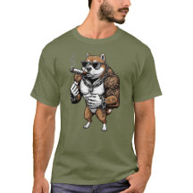 Shiba Inu Hund, muskulös, tatuerad, kroppsbyggare