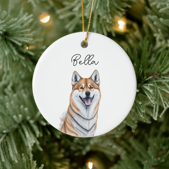 Shiba Inu Hund Pet Custom Name Helgdag jul Julgransprydnad Keramik (Träd)