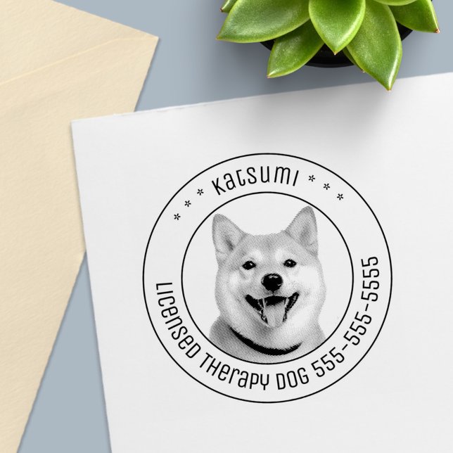 Shiba Inu Hund Pet Photo Round Självfärgande Stämpel (Skapare uppladdad)
