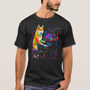 Shiba Inu Hund Pianist T Shirt