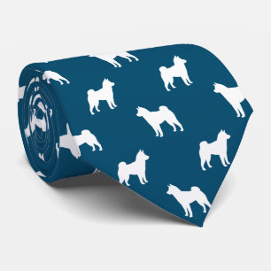 Shiba Inu Hund Silhouettes Mönster Blue och White Slips