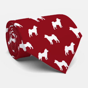 Shiba Inu Hund Silhouettes Mönster Red and White Slips