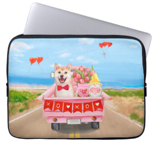 Shiba Inu Hund Valentine Day Lastbil Hearts Laptop Fodral