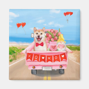 Shiba Inu Hund Valentine Day Lastbil Hearts Magnet