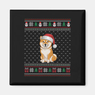 Shiba Inu Hund Wearing Santa Hat Ugly Julafton Hun Magnet