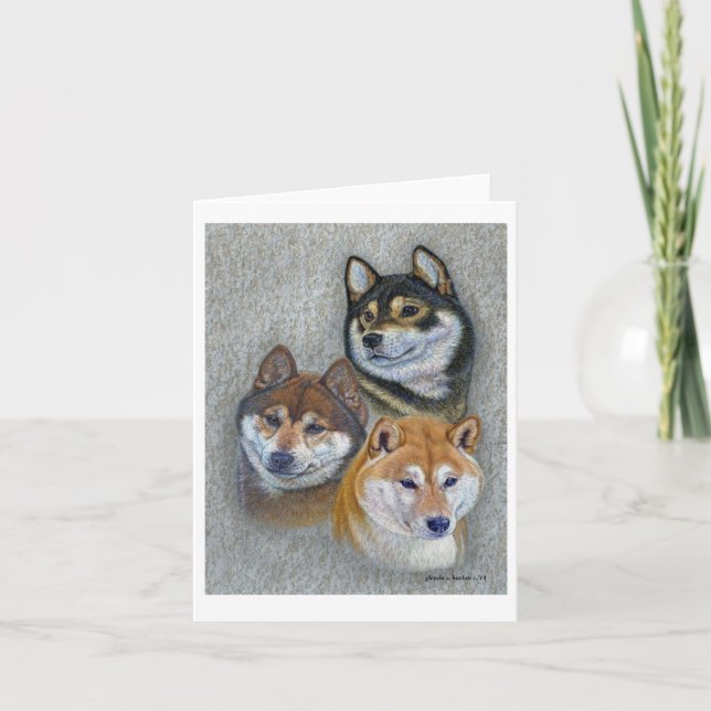 Shiba Inu Hundar Art Note Card by Glenda S. Harlan Anteckningskort (Framsida)