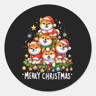 Shiba Inu Hundar God jul Julafton Gifts Christma Runt Klistermärke