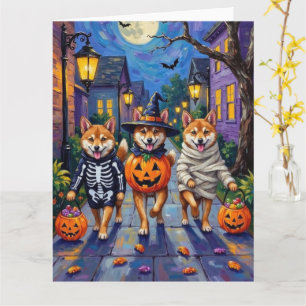 Shiba Inu Hundar i Halloween-kostymer Kort