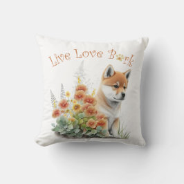 Shiba Inu Hundmamma Blommig Kudde