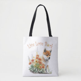 Shiba Inu Hundmamma Blommig Tygkasse