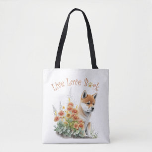 Shiba Inu Hundmamma Blommig Tygkasse