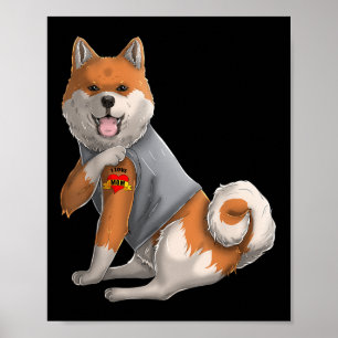 Shiba Inu I Kärlek Mamma Tattoo Hund tröja Funny M Poster