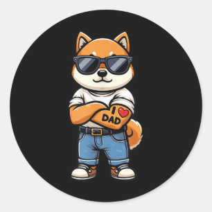 Shiba Inu I Kärlek Pappa Rolig hund Tattoo Runt Klistermärke