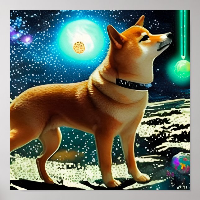 Shiba Inu i Space Poster (Framsidan)