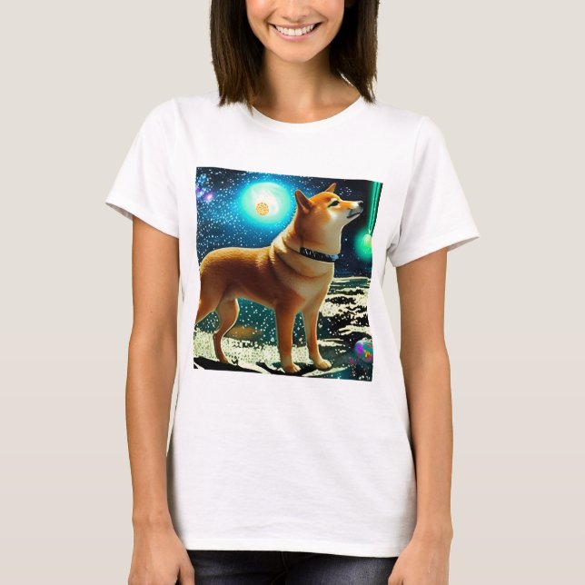 Shiba Inu i Space T Shirt (Framsida)