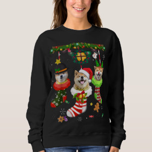 Shiba Inu in Socks jul Santa Hat Julafton Ljus T Shirt