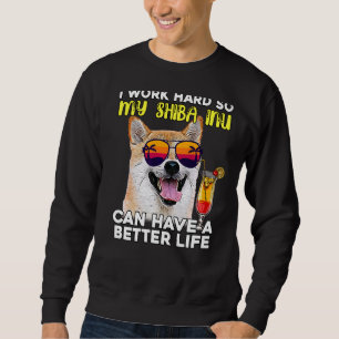 Shiba Inu jag jobbar hårt så att min Hund kan få b Lång Ärmad Tröja