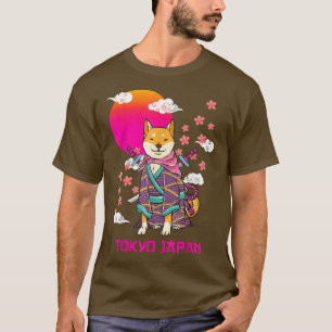 Shiba Inu Japansk Aesthetic Sakura Cherry Blommar T Shirt