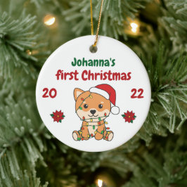 Shiba Inu jul Babys första jul Julgransprydnad Keramik