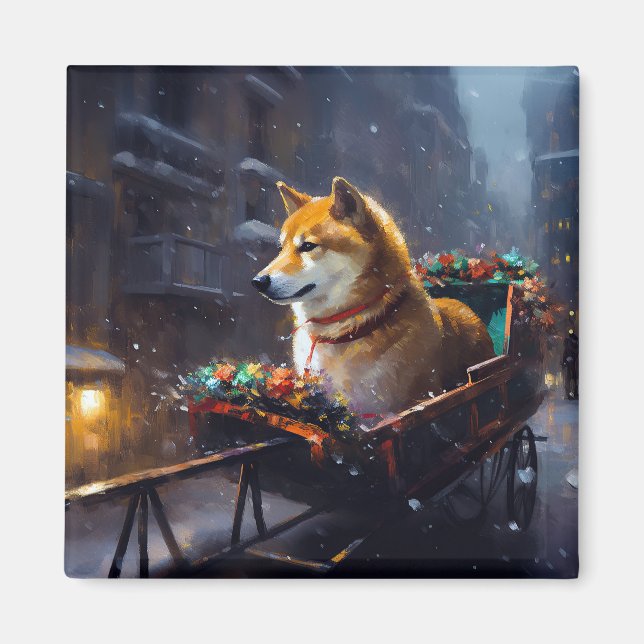 Shiba Inu Jul Festiva Period  Magnet (Framsidan)
