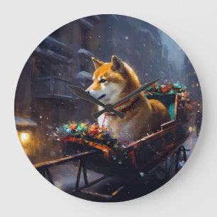 Shiba Inu jul - högsäsong Stor Klocka