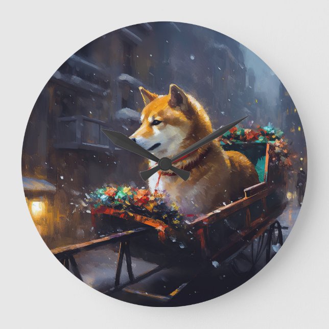 Shiba Inu jul - högsäsong Stor Klocka (Framsida)